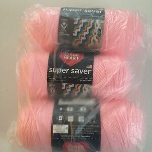 3 Pack of 198G/7oz-Acrylic-Medium Red Heart Super Saver Yarn Baby Pink NIP